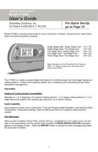 Talking Thermostat™ User`s Guide Instructions Model VT3000