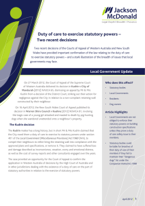 Duty of care to exercise statutory powers – Two recent decisions