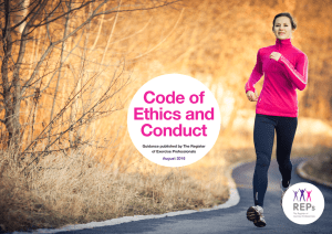 Code of Ethics and Conduct - Register of Exercise Professionals