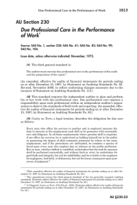 Due Professional Care in the Performance of Work