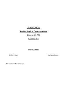 Optical Communication Paper: EC 758 Lab No. 415