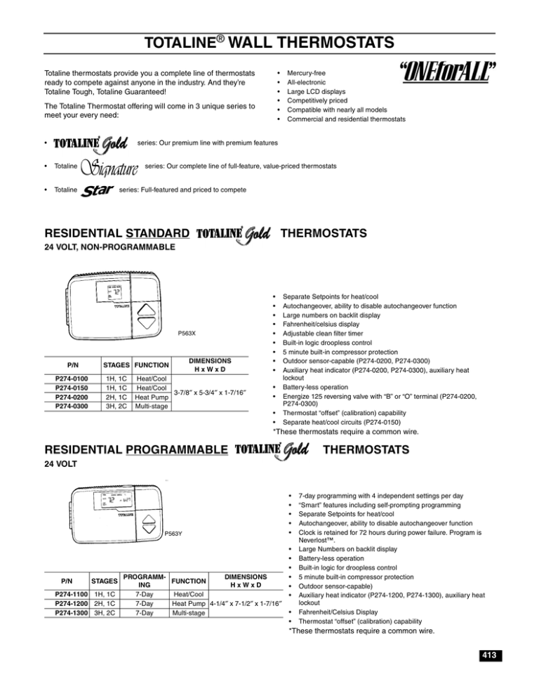 Totaline Wall Thermostats, Totaline Thermostat Wiring Diagram P374a
