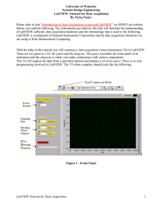 LabVIEW Tutorial for Data Acquisition 1 University of