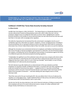 Goldman`s $36M Fine Turns Data Security Scrutiny Inward