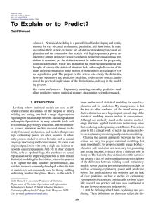 To Explain or to Predict? - Department of Statistics