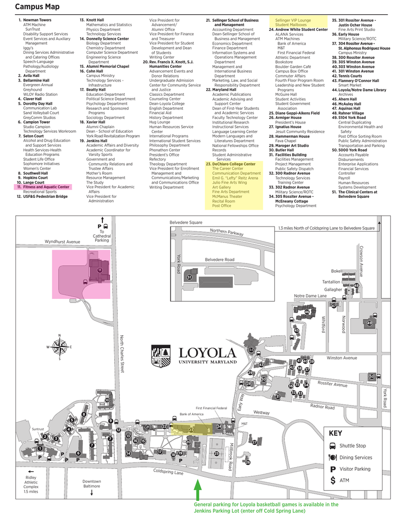 Loyola College Campus Map Loyola University Maryland Campus Map