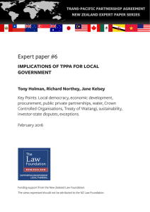 Expert Paper #6: Implications of TPPA for Local Government