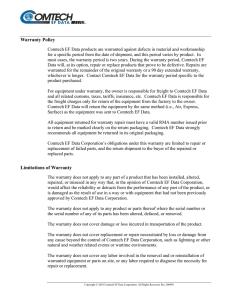 Warranty Policy Limitations of Warranty