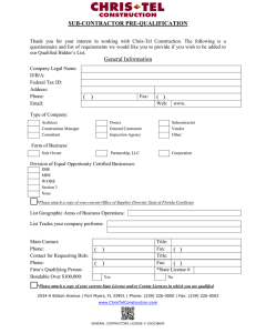 Subcontractor Qualification Part 1 - Chris