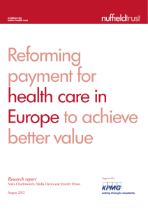 Reforming payment for health care in Europe to achieve better value