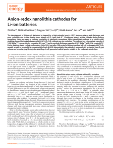 Anion-redox nanolithia cathodes for Li-ion batteries