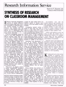 Synthesis of Research in Classroom Management