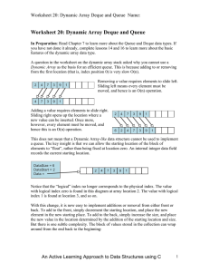 Worksheet 20: Dynamic Array Deque and Queue