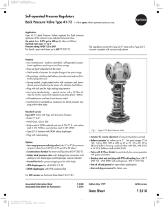 Self-operated Pressure Regulators Back Pressure Valve Type 41