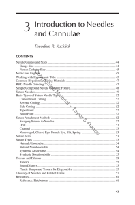 3 Introduction to Needles and Cannulae
