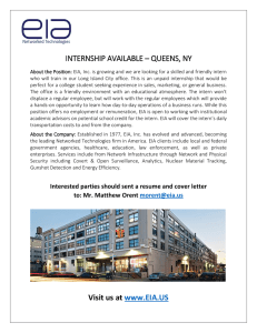 INTERNSHIP AVAILABLE – QUEENS, NY Visit us at www.EIA.US