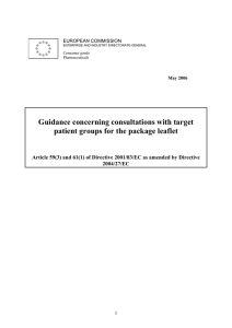 Guidance concerning consultations with target patient groups for the