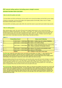 ESC manual setting options (including power straight