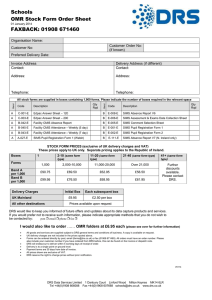 Schools OMR Stock Form Order Sheet FAXBACK: 01908
