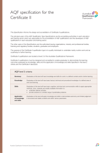 Certificate II - Australian Qualifications Framework