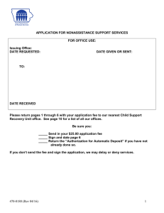Application for Nonassistance Support Services