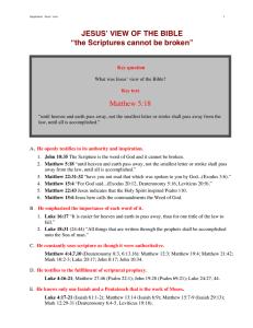 JESUSʼ VIEW OF THE BIBLE “the Scriptures cannot be broken