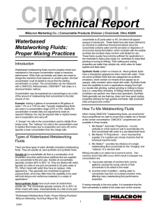 Mixing METALWORKING FLUIDS
