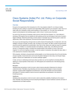 Cisco Systems (India) Pvt. Ltd. Policy on Corporate Social