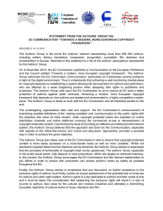 Authors` Group statement on EC Communication