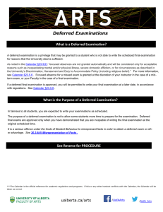 Deferred Examinations - University of Alberta