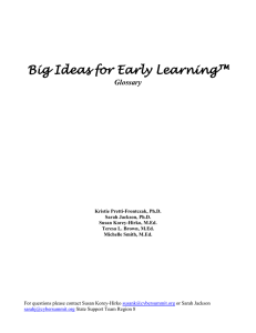 Big Ideas for Early Learning Glossary