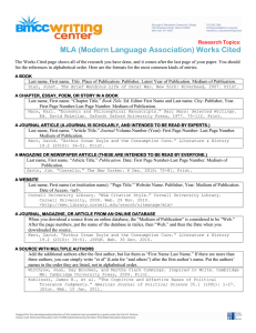 MLA (Modern Language Association) Works Cited