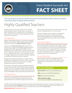 Every Student Succeeds Act FACT SHEET: Highly Qualified Teachers
