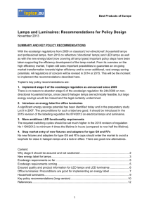 Lamps and Luminaires: Recommendations for Policy Design