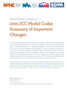 2015 ICC Model Codes Summary of Important Changes