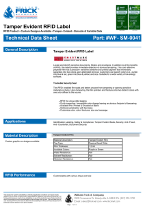 Tamper Evident RFID Label Technical Data Sheet Part: #WF