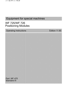 WF 725/WF 726 Positioning Modules Equipment for special machines