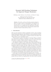 Dynamic Self-Checking Techniques for Improved Tamper Resistance