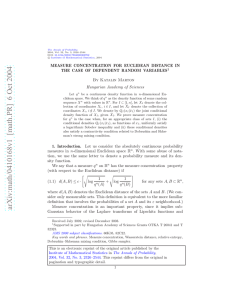 Measure concentration for Euclidean distance in the case