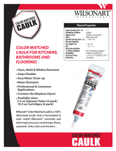 Wilsonart® Color Matched Caulk Technical Data Sheet