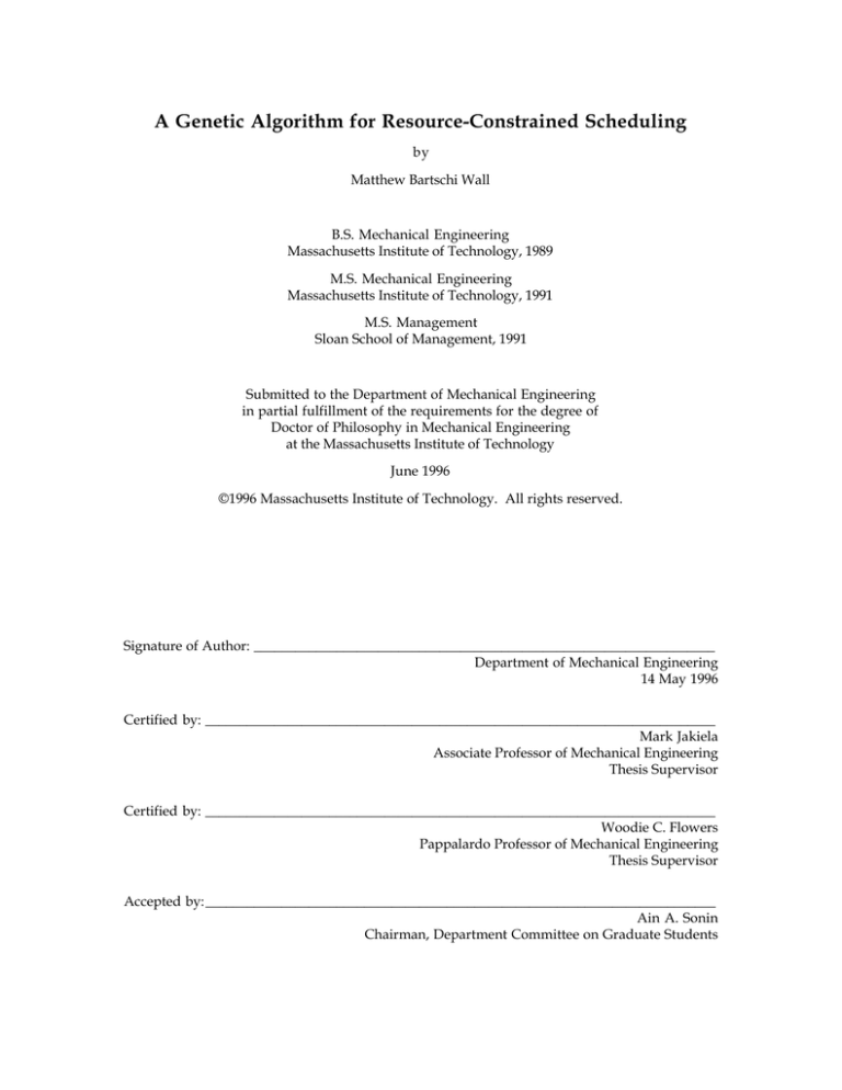 A Genetic Algorithm For Resource Constrained Scheduling