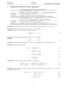 Sampling and Aliasing 1 Analog and Discrete