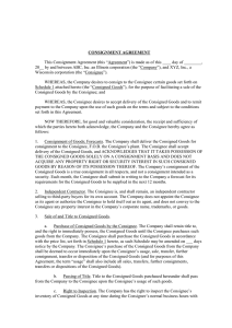 CONSIGNMENT AGREEMENT This Consignment