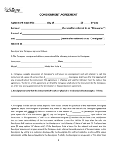 consignment agreement - Allegro Music Center