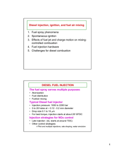 Diesel injection, ignition, and fuel air mixing