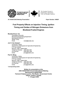 Fuel Property Effects on Injection Timing, Ignition Timing and Oxides