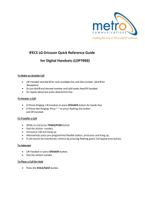 iPECS LG-Ericsson Quick Reference Guide for Digital Handsets