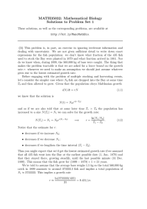 MATH35032: Mathematical Biology Solutions to Problem Set 1