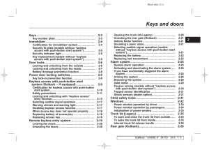 Keys and doors - Subaru Technical Information System