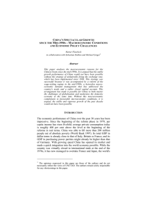 Abstract The economic performance of China over the past 30 years